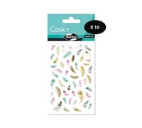 Maildor CY100Cpack - Bolsa de gomas 3D Cooky 1 tabla de 7,5 x 12 cm, plumas (50 pegatinas) - Paquete de 10 unidades