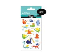Maildor CY122Cpack - Bolsa de gomas 3D Cooky 1 tabla de 7,5 x 12 cm, dragones (15 pegatinas) - Paquete de 10