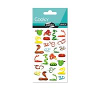 Maildor CY123Cpack - Bolsa de gomas 3D Cooky 1 tabla de 7,5 x 12 cm, serpientes (26 pegatinas) - Paquete de 10