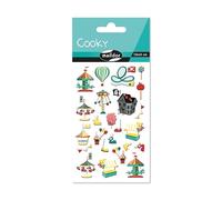 Maildor CY141Cpack - Bolsa de gomas 3D Cooky 1 tabla de 7,5 x 12 cm, fiesta de ferias (28 pegatinas) - Paquete de 10