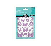 Maildor - Pegatinas con purpurina, diseño de mariposas y flores, color morado, paquete de 2 hojas