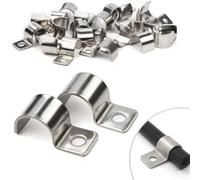 Mailfull 30 Unidades Abrazaderas Metalicas para Tubos Grapas para Cables Pared Ø 14 mm Cable Clips para Cables Alambres Cables de Red FijacióN de Vallas