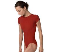 Maillot Ballet Mujer Traje de baile de ballet, mallas, traje de gimnasia de una pieza, mangas cortas, espalda ancha, traje de entrenamiento de baile for adultos, mangas cortas(Wine red,S)