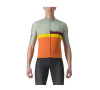 Maillot Castelli A Blocco Manga Corta Verde Naranja, Talla XL