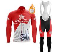 Maillot Ciclismo Hombre Conjunto Bici MTB Invierno Ropa Ciclista Polar Térmico,Traje Bicicleta Chaquetas Manga Larga y Pantalones Tirantes con 19D Gel Acolchado,Completa de Jerseys Ciclo BTT(B13,XXL)