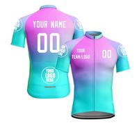 Maillot Ciclismo Hombre Mujer Manga Corta Maillot Bicicleta Cremallera Completa con Bolsillos Personalizado Nombre Equipo Tu Nombre Logo Ropa Bicicleta Transpirable Secado Rapido Camisa A08
