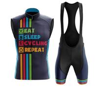 Maillot Ciclismo Hombre Verano Conjunto Ciclista Sin Mangas Ropa Bici MTB,Traje Bicicleta Chaleco Ciclo y Culotte Tirantes con 19D Gel Acolchado,Completa Jerseys Transpirable Secado Rápido(B5,M)