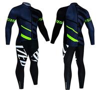 Maillot Ciclismo Invierno Hombre Manga Larga, Ropa Ciclismo Hombre Invierno, Traje Bicicleta Térmico con Mangas Largas, Maillot Ciclismo con Bolsillos y Pantalón MTB Invierno Largo (A03,M)
