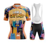 Maillot Ciclismo Mujer Ropa Bici MTB Verano Conjunto Ciclista Manga Corta,Traje Bicicleta Camiseta Ciclo y Culotte Tirantes con 19D Gel Acolchado,Completa Jerseys Transpirable Secado Rápido(B2,L)