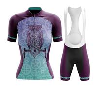 Maillot Ciclismo Mujer Ropa Bici MTB Verano Conjunto Ciclista Manga Corta,Traje Bicicleta Camiseta Ciclo y Culotte Tirantes con 19D Gel Acolchado,Completa Jerseys Transpirable Secado Rápido(B10,L)