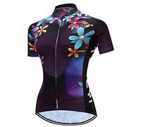 Maillot de ciclismo para mujer, manga corta y maillot de bicicleta reflectante con 3 bolsillos S-3XL, A29, Large