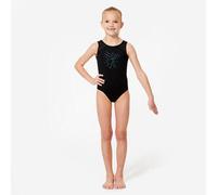Maillot Gimnasia JSM 540 Niña Negro Purpurina Azul Sin Mangas Cuello Redondo 14 AÑOS