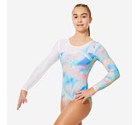 Maillot Gimnasia Niña Blanco Manga Larga Cristales Brillantes 5-6 y/a / 113-122 cm
