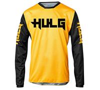 Maillot Hombre Verano MTB Manga Larga Bicicleta Downhill Deportes Al Aire Libre Camiseta Ciclismo Motocross Ropa Tops (Yellow,L)