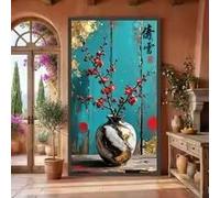 MAIMANG Cuadro decorativo de pared con jarrón floral, pintura botánica de flores sobre lienzo, póster de estética oriental para la decoración de la sala de estar (40x80cm/sin marco)