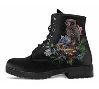 Maimeili Botas de tobillo estampadas mujer con diseño mariposa/rosa/calavera/flor en cuero Botines combate florales elegantes para diario viajes fiestas y festividades (personalizables)
