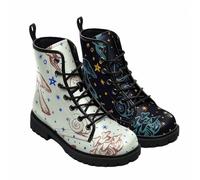 Maimeili Botas Tobilleras Estampadas Mujer con Diseño de Flores, Setas, Graffiti, Animales y Colores Lisos Plataforma Atadas Cuero Botas Combate Casual Diarias Fiesta Halloween Navidad