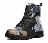 Maimeili Botas Tobilleras Estampadas Mujer con Diseño de Flores, Setas, Graffiti, Animales y Colores Lisos Plataforma Atadas Cuero Botas Combate Casual Diarias Fiesta Halloween Navidad