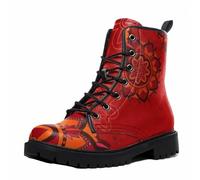 Maimeili Botas Tobilleras Estampadas Mujer con Diseño de Flores, Setas, Graffiti, Animales y Colores Lisos Plataforma Atadas Cuero Botas Combate Casual Diarias Fiesta Halloween Navidad