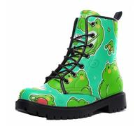 Maimeili Botas Tobilleras Estampadas Mujer con Diseño de Flores, Setas, Graffiti, Animales y Colores Lisos Plataforma Atadas Cuero Botas Combate Casual Diarias Fiesta Halloween Navidad
