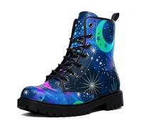 Maimeili Botas Tobilleras Estampadas Mujer con Diseño de Flores, Setas, Graffiti, Animales y Colores Lisos Plataforma Atadas Cuero Botas Combate Casual Diarias Fiesta Halloween Navidad