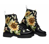 Maimeili Botas Tobilleras Estampadas Mujer con Diseño de Flores, Setas, Graffiti, Animales y Colores Lisos Plataforma Atadas Cuero Botas Combate Casual Diarias Fiesta Halloween Navidad