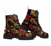 Maimeili Botas Tobilleras Estampadas Mujer con Diseño de Flores, Setas, Graffiti, Animales y Colores Lisos Plataforma Atadas Cuero Botas Combate Casual Diarias Fiesta Halloween Navidad