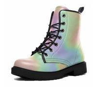 Maimeili Botas Tobilleras Estampadas Mujer con Diseño de Flores, Setas, Graffiti, Animales y Colores Lisos Plataforma Atadas Cuero Botas Combate Casual Diarias Fiesta Halloween Navidad