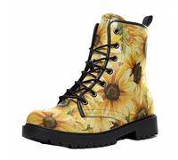 Maimeili Botas Tobilleras Estampadas Mujer con Diseño de Flores, Setas, Graffiti, Animales y Colores Lisos Plataforma Atadas Cuero Botas Combate Casual Diarias Fiesta Halloween Navidad