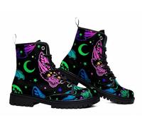 Maimeili Botas Tobilleras Estampadas Mujer con Diseño de Flores, Setas, Graffiti, Animales y Colores Lisos Plataforma Atadas Cuero Botas Combate Casual Diarias Fiesta Halloween Navidad