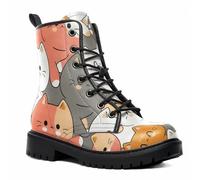 Maimeili Botas Tobilleras Estampadas Mujer con Diseño de Flores, Setas, Graffiti, Animales y Colores Lisos Plataforma Atadas Cuero Botas Combate Casual Diarias Fiesta Halloween Navidad