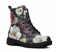 Maimeili Botas Tobilleras Estampadas Mujer con Diseño de Flores, Setas, Graffiti, Animales y Colores Lisos Plataforma Atadas Cuero Botas Combate Casual Diarias Fiesta Halloween Navidad