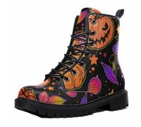 Maimeili Botas Tobilleras Estampadas Mujer con Diseño de Flores, Setas, Graffiti, Animales y Colores Lisos Plataforma Atadas Cuero Botas Combate Casual Diarias Fiesta Halloween Navidad