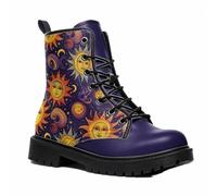 Maimeili Botas Tobilleras Estampadas Mujer con Diseño de Flores, Setas, Graffiti, Animales y Colores Lisos Plataforma Atadas Cuero Botas Combate Casual Diarias Fiesta Halloween Navidad