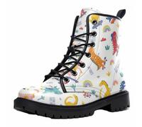 Maimeili Botas Tobilleras Estampadas Mujer con Diseño de Flores, Setas, Graffiti, Animales y Colores Lisos Plataforma Atadas Cuero Botas Combate Casual Diarias Fiesta Halloween Navidad