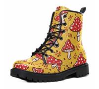 Maimeili Botas Tobilleras Estampadas Mujer con Flores, Setas, Animales y Colores Lisos Plataforma Atadas Cuero Botas Combate Casual Diarias Fiesta Halloween Navidad