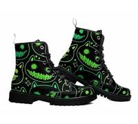 Maimeili Botas Tobilleras Estampadas Mujer con Flores, Setas, Animales y Colores Lisos Plataforma Atadas Cuero Botas Combate Casual Diarias Fiesta Halloween Navidad