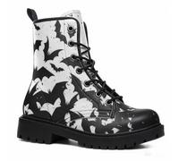 Maimeili Botas Tobilleras Estampadas Mujer con Flores, Setas, Animales y Colores Lisos Plataforma Atadas Cuero Botas Combate Casual Diarias Fiesta Halloween Navidad
