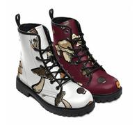 Maimeili Botas Tobilleras Estampadas Mujer con Flores, Setas, Animales y Colores Lisos Plataforma Atadas Cuero Botas Combate Casual Diarias Fiesta Halloween Navidad