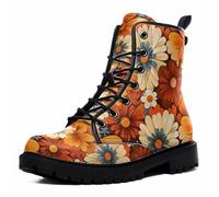 Maimeili Botas Tobilleras Estampadas Mujer con Patrón Graffiti de Flores y Dragones Estilo Floral Plataforma Atadas Cuero Botas Combate Casual Diarias Fiesta Halloween Navidad
