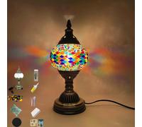 Maimeili Kit DIY Lámpara Mosaico Turca Juego de Manualidades Bohemio con Vidrio de Colores y Base de Bronce Antiguo Crea tu Propia Lámpara Multicolor para Decoración de Salón o Dormitorio