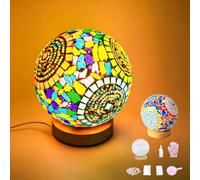 Maimeili Luz Nocturna de Mosaico Turco DIY Lámpara de Mesa con Cable USB Lámparas de Mesita para Decoración del Hogar Baño Mesa de Comedor