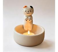 Maimeili Pequeno Porta-Velas de Cerâmica Artesanal com Estilo Cartoon Suporte para Velas de Chá Decoração para Casa, Casamentos e Feriados Presente para Amantes, Mães e Amigos (Velas Não Incluídas)