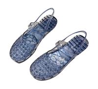 Maimeili Sandalias de gelatina de las mujeres con dedo del pie cuadrado redondo hueco fuera zapatos planos ortopedia malla estilo bohemio para vestidos playa vacaciones resort de verano