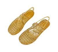 Maimeili Sandalias de gelatina de las mujeres con dedo del pie cuadrado redondo hueco fuera zapatos planos ortopedia malla estilo bohemio para vestidos playa vacaciones resort de verano