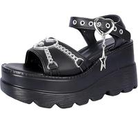 Maimeili zapatos de estilo punk con remache cadena araña cráneo estrella gothic Slingbacks sandalias para fiesta de vacaciones en la playa de verano