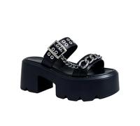 Maimeili zapatos de estilo punk con remache cadena araña cráneo estrella gothic Slingbacks sandalias para fiesta de vacaciones en la playa de verano