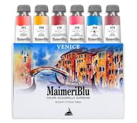 Maimeri BLU, Acuarelas de Bellas Artes, Set Venecia, Caja de cartón, Colores Surtidos, 6 Unidades 12ml, Multicolor, 12 ml