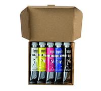 Maimeri Tempera Fine, Témperas Gouche para bellas artes, Caja de cartón, Set primario 5 unidades
