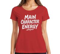 Main Character Energy Divertido Regalo Influencer Retro Rosa Mujer Camiseta, rojo, S
